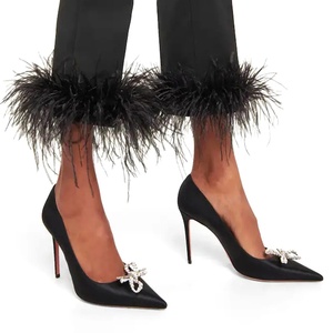Zapatos de Tacón Alto de Satén con Lazo de Mariposa para Mujer, Elegantes para Otoño, Boda, Novia, Tacones Finos Súper Altos, Punta Puntiaguda, Sin Cordones - Product Image 6