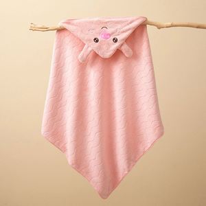 Multicolor Eco-Friendly Velvet Ponchos Soft <b>Hooded</b> Bath <b>Towels</b> for Kids Newborns Winter Cartoon Pattern Square for Bedroom Hotel - Product Image 5