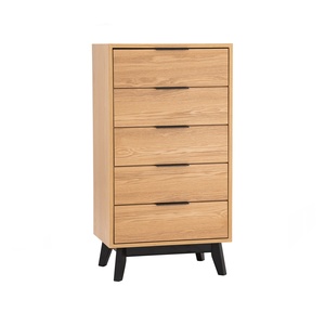 Timeless Ash Veneer MALTON 5 Drawer Dresser Tall Bedroom Chest of Drawers for Modern Home Storage and Room Organization - Product Image 1