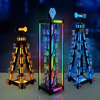 Support de Verres à Shot Lumineux LED Rechargeable, Résistant à la Rouille et à l'Eau, Présentoir à Cocktails en Forme de Cœur, Support en Fer pour Bar KTV 520