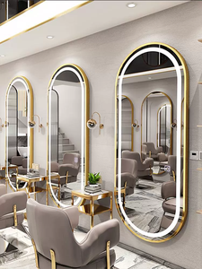 Zxm Modern Luxury All-in-One Ironing <b>Mirror</b> Station <b>Wall</b>-Mounted Metal Barber Shop Hair Salon Floor <b>Mirror</b> Internal Light Hotels - Product Image 5