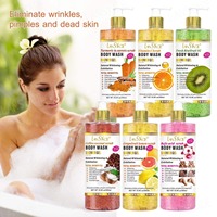 Grensoverschrijdende export 500ml zijdezachte douchegel met langdurige aardbeiengeur, fruitscrub, witmakende kruidenmelk met lavendel