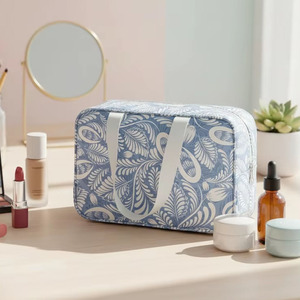 Borsa per il Trucco con Motivi Floreali, Beauty Case Impermeabile per Ragazze - Product Image 1
