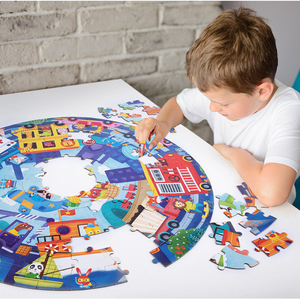 Puzzle rond en bois pour enfants, jouet de bricolage, en papier, pour éducation précoce, à thème, <span class=keywords><strong>transport</strong></span> <span class=keywords><strong>d</strong></span>'<span class=keywords><strong>animaux</strong></span>, jeu amusant - Product Image 3