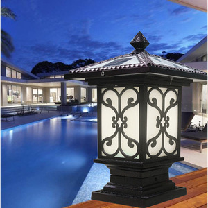 Solar Led Pillar Light <b>Iron</b> Body E27 Base Outdoor Garden Wall Lamp 50000 Hours Lifespan - Product Image 5