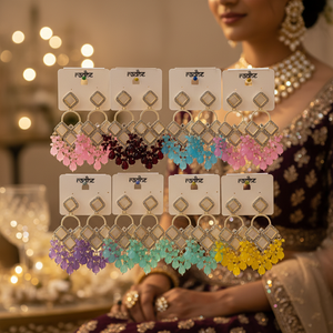 Jewelemarket, Pendientes colgantes de piedra Kundan chapados en púrpura claro con cuentas, accesorio de moda - Product Image 3
