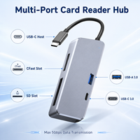 Lector de Tarjetas USB 3.0 Tipo-C CFast 2.0 SD UHS-II 312MB/s, Adaptador 4 en 1 de Aluminio para Cámara, Laptop y PC