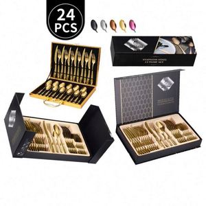 Stainless Steel SS410 Cutlery <b>Star</b> Diamond Cutlery Set Silverware Gold Plated <b>Star</b> Diamond Handle Flatware - Product Image 6