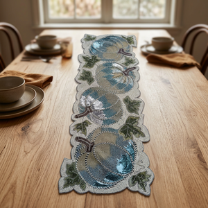 Embroidered Plant Pumpkin Beaded Modern Customizable Table <b>Runner</b> Home Decor <b>Washable</b> Hand Wash Non-Stainable - Product Image 1
