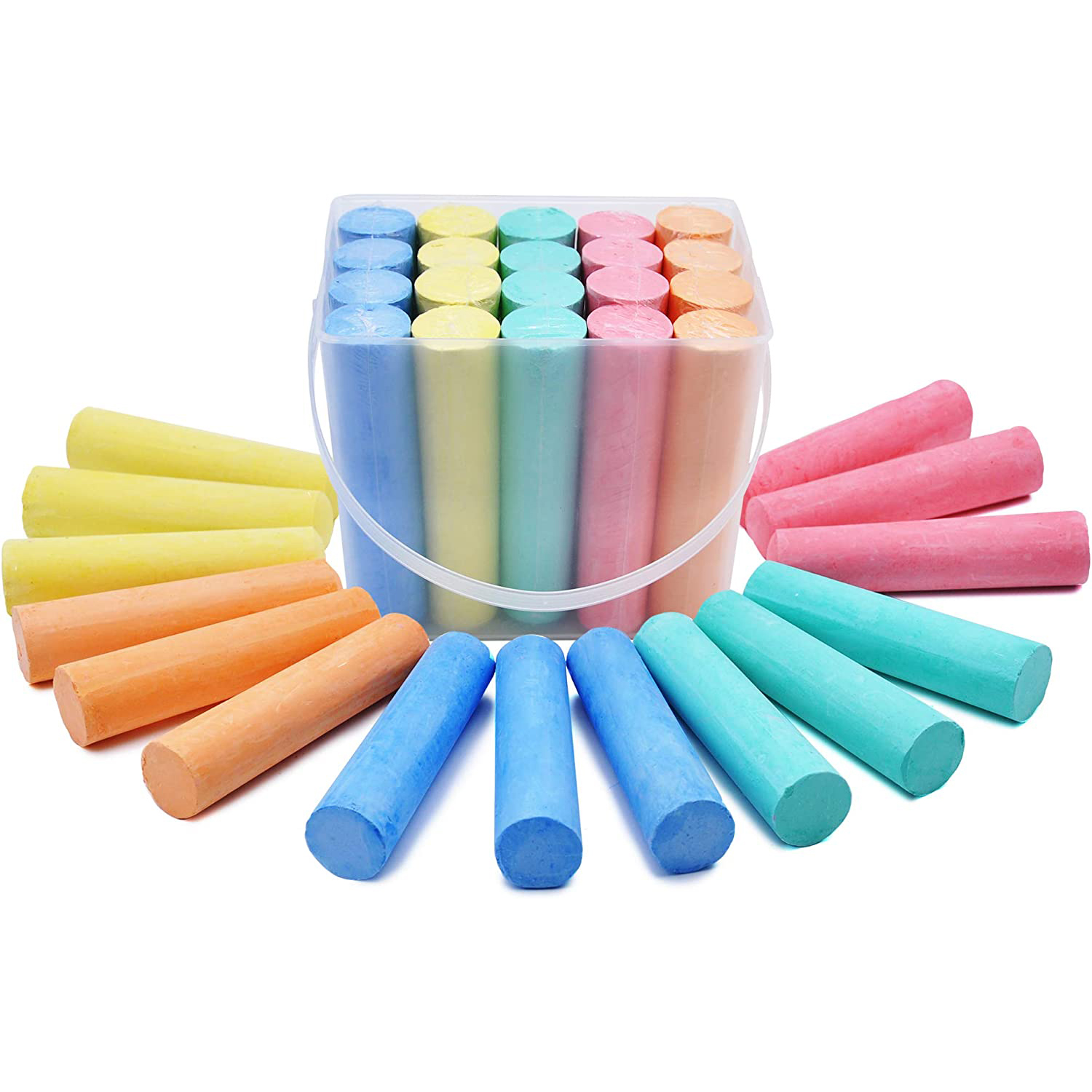 Outdoor Fun Custom Safe Non Toxic Dustless Washable Jumbo Sidewalk Chalk Set With Plastic Tub