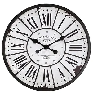 Orologio da parete con numeri romani di grandi dimensioni da 16 pollici orologio da parete da fattoria in legno MDF circolare decorativo Vintage retrò europeo personalizzato