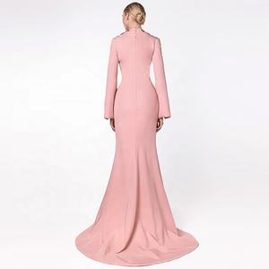 OUDINAエレガントな女性のためのユニークなダイヤモンドスリットテールロングイブニングドレス長袖ウェディングドレス - Product Image 2