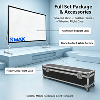 Écran de projection portable à pliage rapide, projection avant et arrière, tissu, avec valise de transport à roulettes en option, idéal pour les grandes salles de conférence