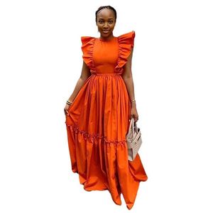 Nuevo Vestido de Mujer con Volantes, Manga Corta, Cuello Redondo, Cintura Larga y Falda Amplia, a la Moda - Product Image 1