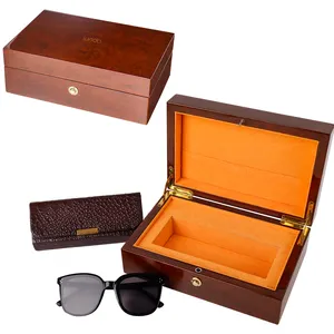 SUNDO luxury wooden custom logo glasses wallet tie key case wholesale sunglasses wood case box packaging