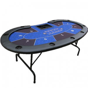 Table de poker Texas pliable, pour <span class=keywords><strong>Mahjong</strong></span> et Échecs, avec jetons, nappe Depu, table ovale pliée, tissu éponge, bois, fer, Chine [Transfrontalier] - Product Image 1