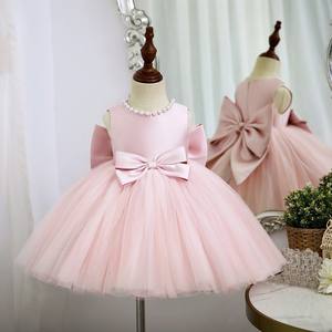 Grand nœud princesse doux enfants <span class=keywords><strong>Tutu</strong></span> enfant en bas âge fête d'anniversaire nouveau-né baptême enfants baptême bébé filles vêtements robes d'été - Product Image 3