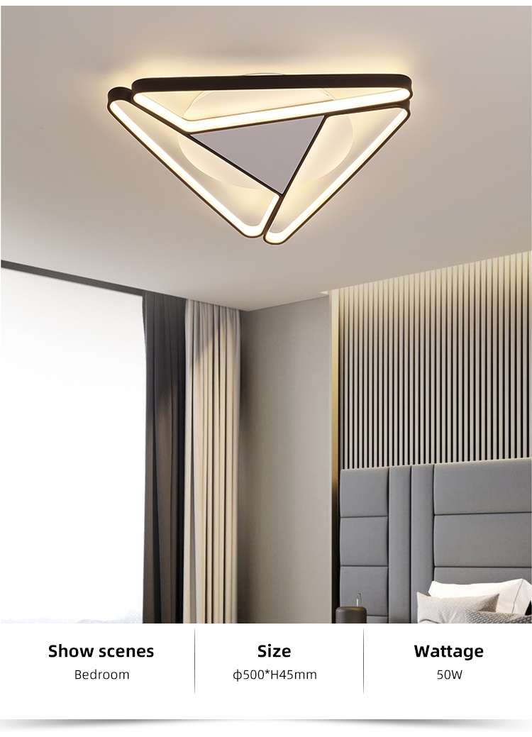 Creative Decorative White Color Triangle Indoor Living Room Bedroom Modern Led Ceiling Light