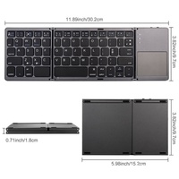 Teclado Plegable de 3 Niveles con Bluetooth y Panel Táctil para Oficina, Compatible con iPad, iOS, Android, Tablet, PC, Teléfono Móvil, Mini Teclado Plegable