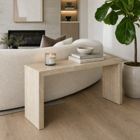 Table console en travertin beige naturel EA, table d'entrée minimaliste de luxe, table de pont moderne en pierre pour la décoration du couloir, meubles