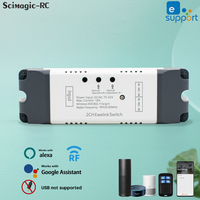 Ewelink F0903 Interrupteur intelligent universel pour la domotique, contrôleur de porte de garage intelligent WiFi 2CH Ewelink 7-32V RF 433MHz sans USB