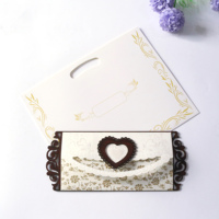 Cartes d'invitation de mariage en bois en forme de cœur, découpées au laser, avec papier vierge et enveloppe – Vente en gros