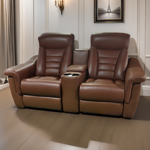 كراسي مسرح مشهورة من الجلد الأسود ، كراسي مسرح منزلية ، أريكة سينما 5 مقاعد ، مقاعد سينما كبار اللاعبين الكهربائية - Product Image 4