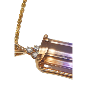 14K oro Ametrine & diamante ciondolo con catena di corda collana - Product Image 5