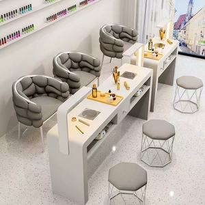 Ensemble table et chaise multifonctionnel pour salon de manucure, économique, table de manucure simple/double, style crème, luxe léger - Product Image 3