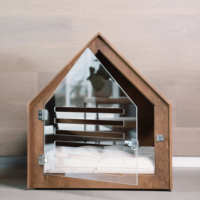 Modernes Kiefernholz Hunde- und Katzenhaus mit Acryl-Tür Umweltfreundliche Innen-/Außen-Haustierhöhle