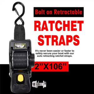 Cincha Definitiva para Remolque de Barcos de 2" X 106" de Servicio Pesado, Correa de Sujeción Retráctil con Trinquete para Popa, Atornillable para Embarcaciones y Cuatrimotos - Product Image 2