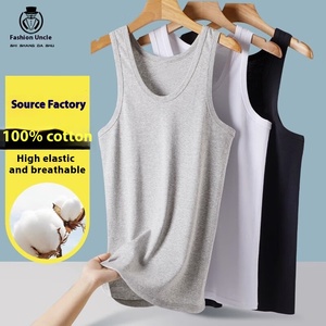 Débardeur de sport décontracté en pur coton pour hommes - Product Image 5