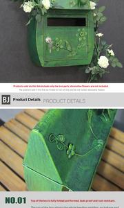 Boîte aux lettres murale en fer forgé, style idyllique rétro avec serrure, étanche, pour extérieur, accessoires de photographie, décoration - Product Image 4