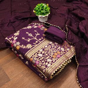 Direct Factory Supply Banarasi Jacquard Dress <b>Material</b> Silk Organza Fabric for Dress Making at Affordable Price - Product Image 4