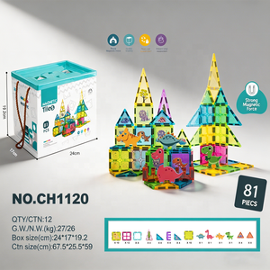 81 pièces <span class=keywords><strong>de</strong></span> blocs <span class=keywords><strong>de</strong></span> <span class=keywords><strong>construction</strong></span> magnétiques colorés sur le thème des dinosaures, 7,5 cm, jouet éducatif STEM DIY pour enfants <span class=keywords><strong>de</strong></span> 3 ans et plus, commandes en gros - Product Image 6