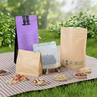 Sacs d'emballage biodégradables en papier kraft brun avec fermeture éclair, pour bonbons, biscuits, grains de café, sachets cadeaux en Mylar avec fenêtre