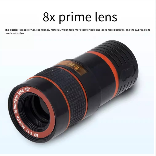 Universal 8x Telephoto Lens for Mobile Phones, High-definition Photography, 8x Zoom for Travel Photography.