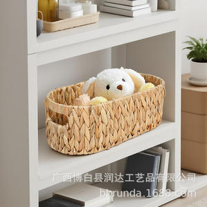 ตะกร้าเก็บของสานจากผักตบชวา งานแฮนด์เมด ทรงสี่เหลี่ยมผืนผ้า สำหรับวางบนโต๊ะกาแฟ ตู้เก็บของ หรือใส่อาหาร พร้อมฝาปิด - Product Image 4