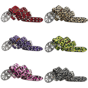 <span class=keywords><strong>Ceinture</strong></span> en <span class=keywords><strong>cuir</strong></span> PU style bohème occidental pour femme, avec strass, imprimé graffiti coloré et <span class=keywords><strong>boucle</strong></span> métallique surdimensionnée à fleur évidée - Product Image 6
