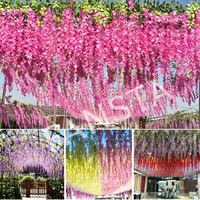 Guirlande de glycine artificielle en soie, couleur personnalisée, vente en gros, directement de l'usine, pour la décoration d'événements et de mariages