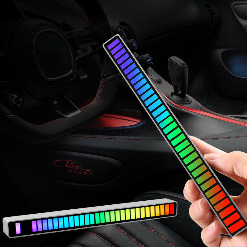 USB Powered Car Atmosphere Light Strip 32 LED RGB Bar Music Control Rhythm Smart Lamp