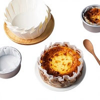 Moules à gâteau en papier huilé basque de 4, 6 et 8 pouces, jetables, non pliables, en silicone, résistants au four, emballés sous blister