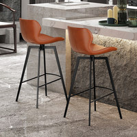Tabouret de bar rotatif italien minimaliste de luxe léger, cadre en acier au carbone, hauteur réglable, montage facile pour usage domestique