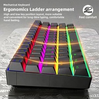 Nouveauté : Clavier de jeu mécanique filaire rose 60 % avec caractères arabes, 61 touches, rétroéclairage RGB, capteur optique, design ergonomique