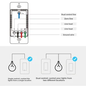 Interrupteur mural intelligent Tuya Wifi standard US, application de maison intelligente, démarrage programmé, commande vocale, lampe indicatrice nocturne, interrupteur à commande à distance - Product Image 6