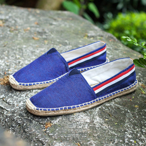 Zapatos Planos de Lona Azul Tipo Espadrille para Mujer, Diseño Casual de Primavera, Color Sólido, Cómodos y Ligeros - Product Image 1