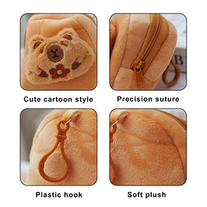 Porte-clés en peluche mignon de capybara de dessin animé, accessoire scolaire pour enfants, design anime, jouet en peluche miniature, porte-monnaie KL - Product Image 4
