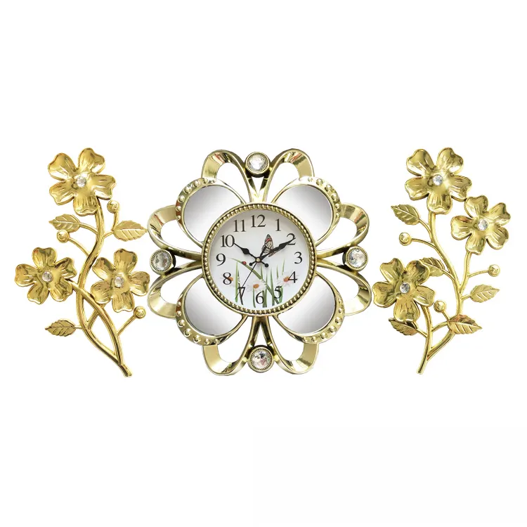 Хорошее качество; Новое поступление гостиная в форме цветка декоративные алмазные зеркальные настенные часы NE-F956