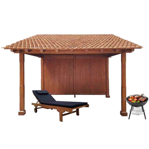 Pérgola sólida de madera de teca tropical hecha a mano, toldo impermeable, cenador de madera maciza, tumbona, cama de piscina, muebles de exterior, Indonesia - Product Image 1