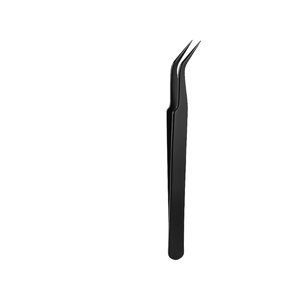 Professional Curved Stainless Steel <b>Nail</b> Art Tweezers Anti-Static Black Elbow Hand Clip Bird's Nest Pick Hair Grafting - Product Image 1